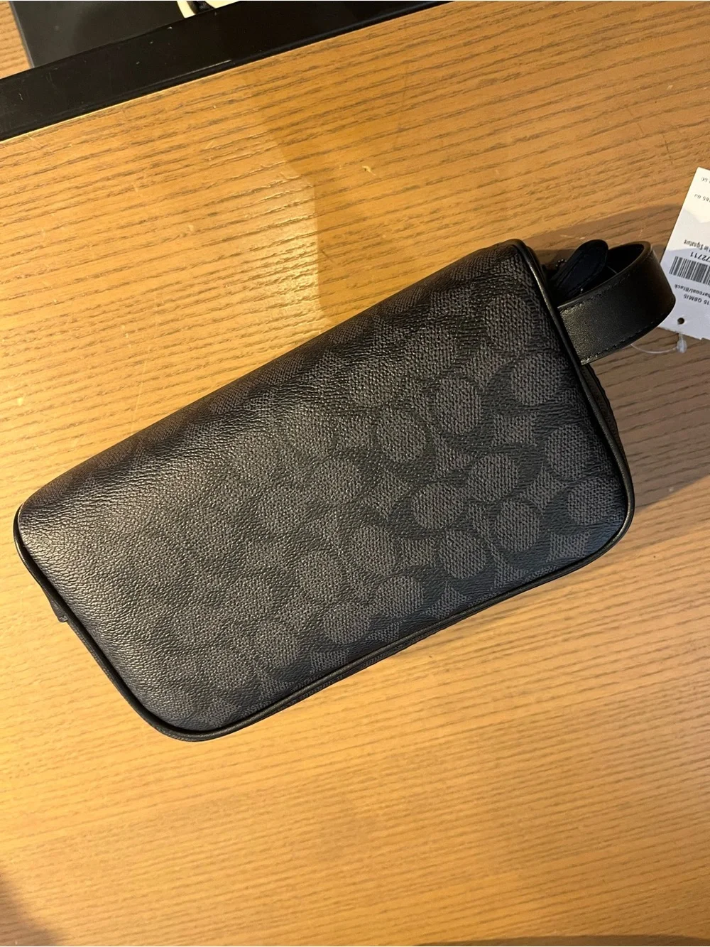 Coach Men's Signature Canvas Travel kit Case in Black logo new